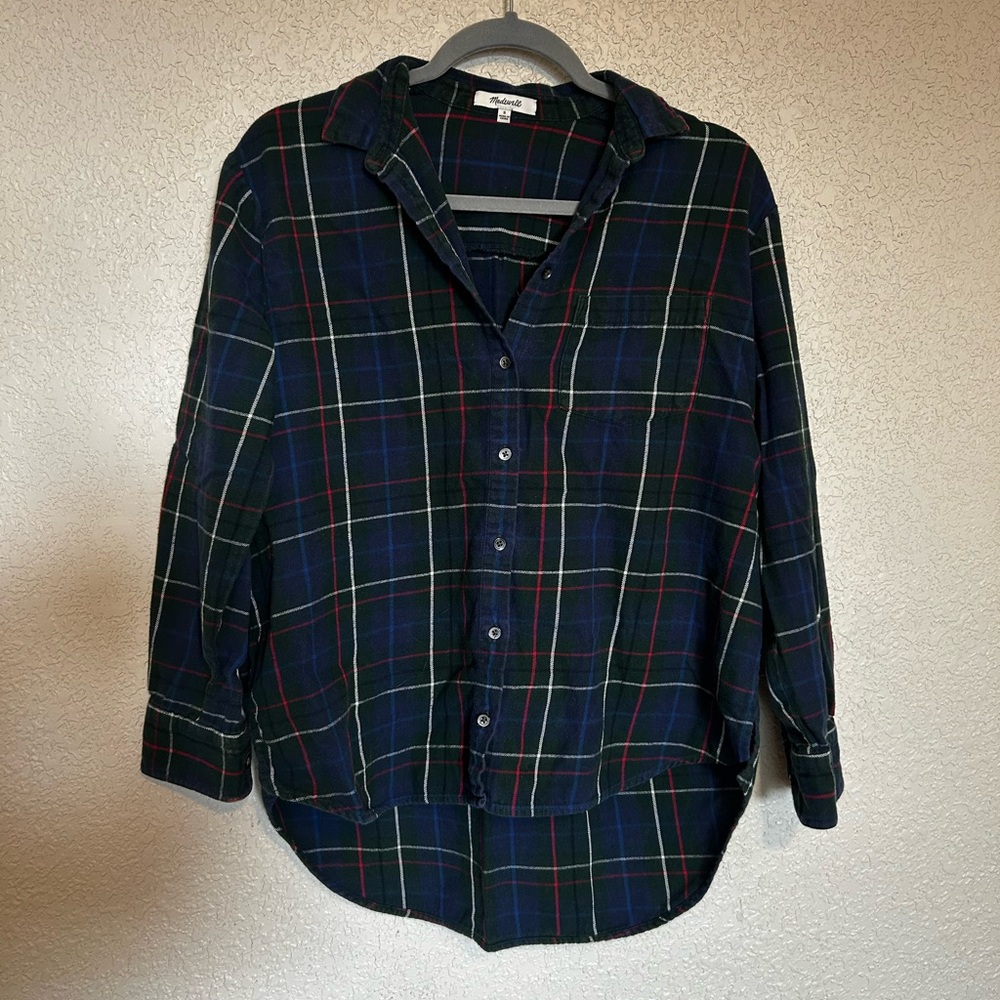 Madewell Flannel Oversized Ex-Boyfriend Shirt in Dark Plaid size small - Picture 3 of 12